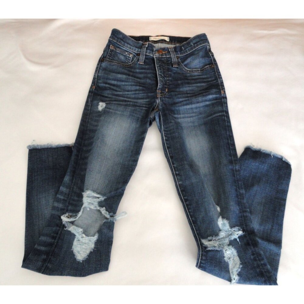 Madewell dark wash, distressed 9" Hi-Rise  skinny jeans Size 24